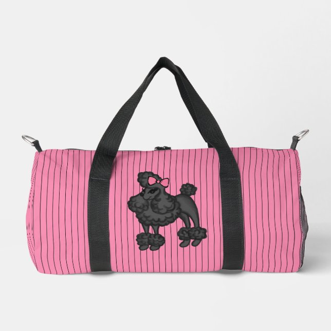 Striped French Poodle Duffel Bag (Front)