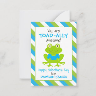 Striped Frog Toad Valentine's Classroom Cards