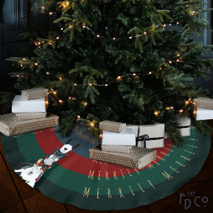 Striped Fun Donkey Llama Sheep Customisable Words Brushed Polyester Tree Skirt