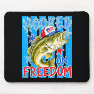 Striped funny 4th of july bass fishing hooked on mouse mat