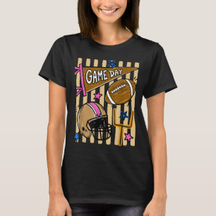 Striped funny fall football season game day cute T-Shirt