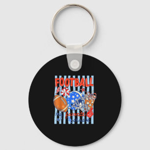 Striped funny game day sports football is favourit key ring