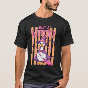 Striped Funny Just A Witchy Goose Spooky Season Ha T-Shirt