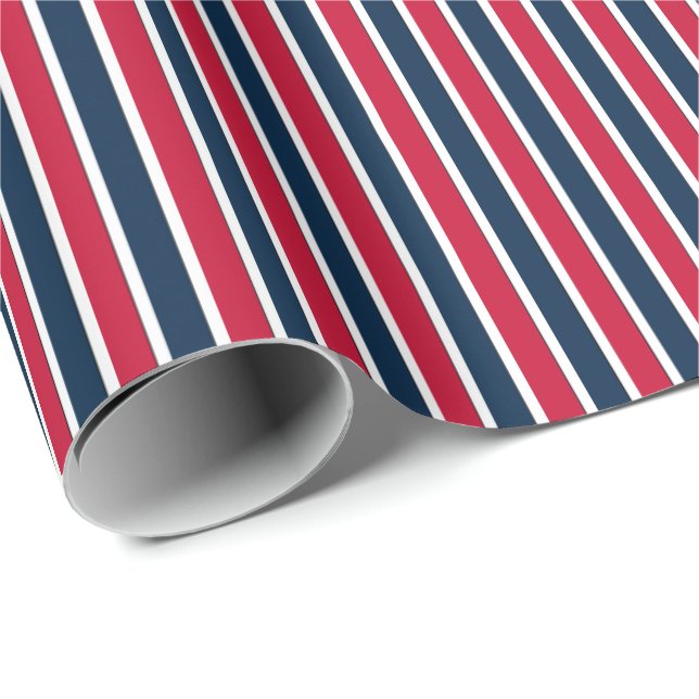 Striped Gift Wrapping Paper-Red-White-Blue-01 Paper (Roll Corner)