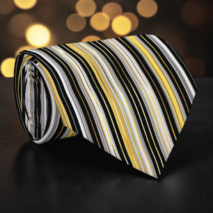 Striped Gold and Silver Necktie