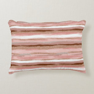 Striped Gold Glitter Pink Accent Pillow