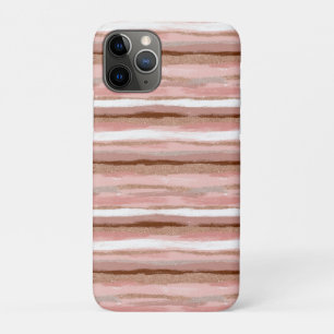 Striped Gold Glitter Pink  iPhone 11 Pro Case