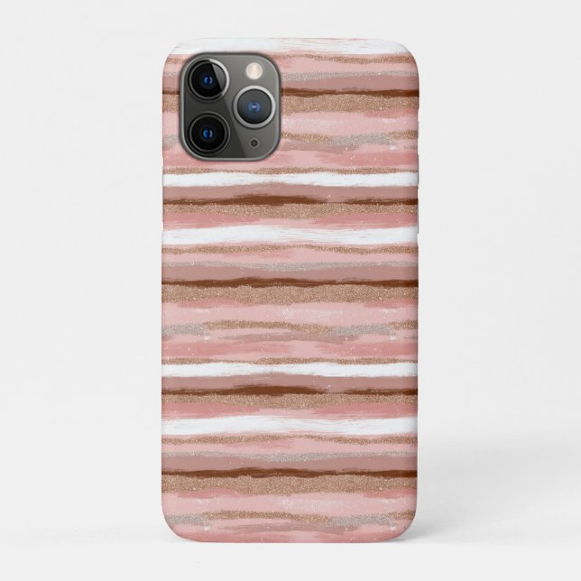 Striped Gold Glitter Pink  Case-Mate iPhone Case (Back)
