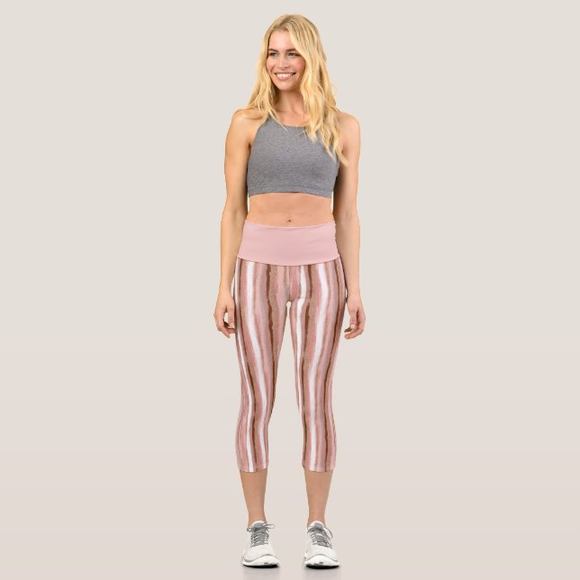 Striped Gold Glitter Pink - Leggings (Front)