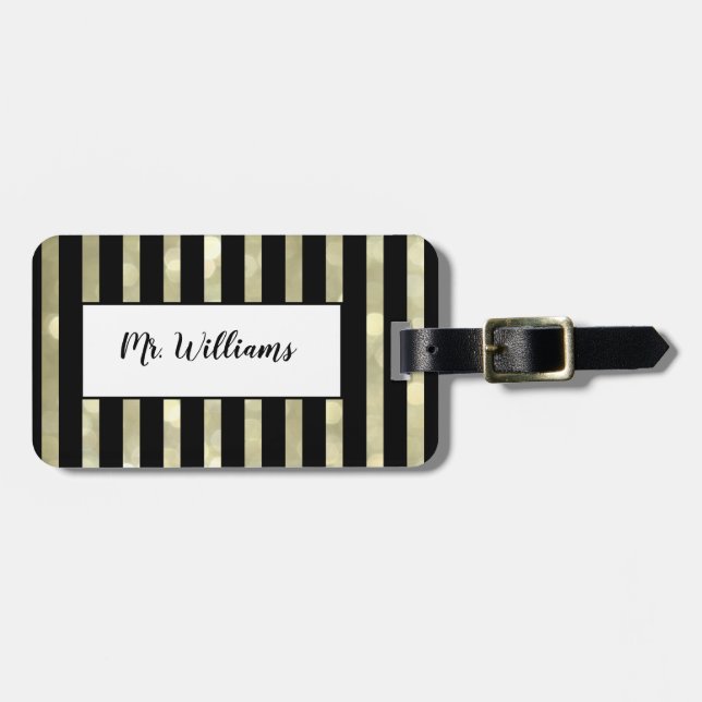 Striped Gold Mr. Luggage Tag (Front Horizontal)