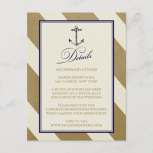 Striped Gold with Navy Anchor Enclosure Card