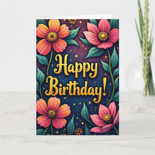 Striped Golden Birthday Card