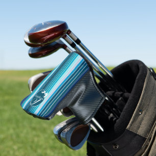Striped Golfing Accessories Personalised Blue Golf Head Cover