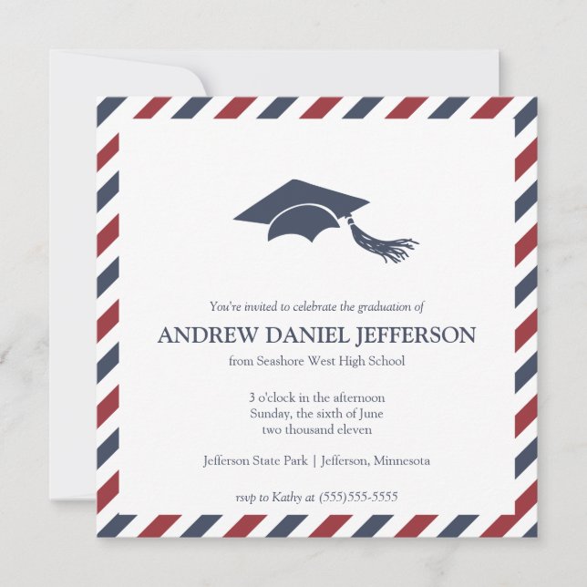 Striped Graduation Announcement Template (Front)