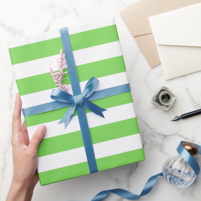 Striped Grass Green Colour Wrapping Paper (Gifting)