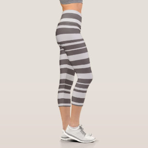 Striped  Gray Summer Women's Clothing  Capri Leggings