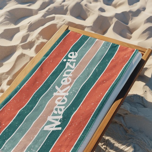 Striped Green and Orange Beach Towel (Creator Uploaded)