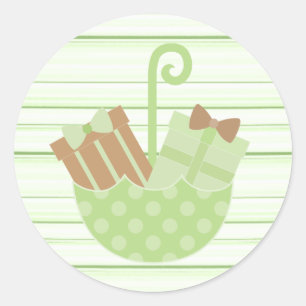 Striped Green Baby or Bridal Shower Stickers