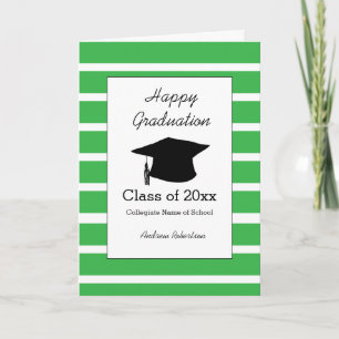 Striped Green Class of 2026 Happy Graduation Card