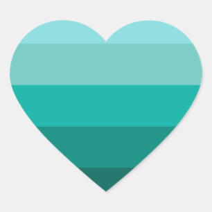 Striped Green Colours  Heart Sticker