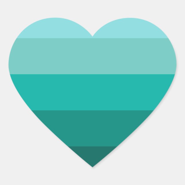 Striped Green Colours  Heart Sticker (Front)