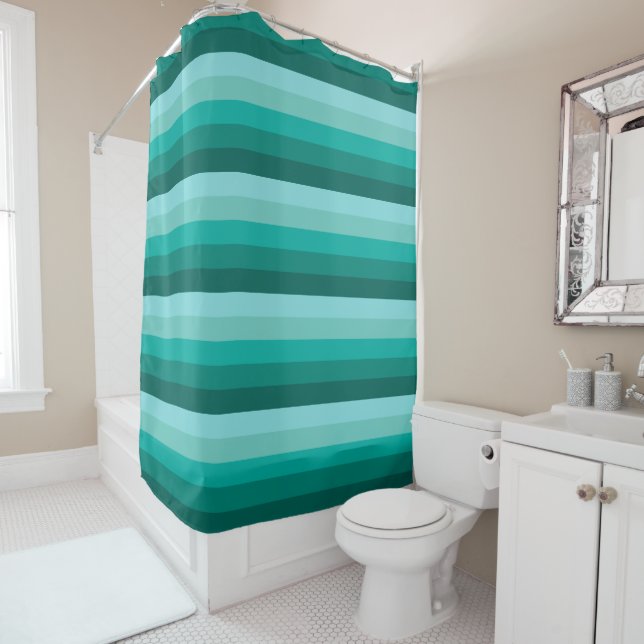 Striped Green Colours  Shower Curtain (In Situ)