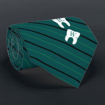 Striped Green Dentistry Initialised Teeth Tie<br><div class="desc">An elegant professional green striped tie featuring two teeth covered in yours or your gift recipient's initials.</div>