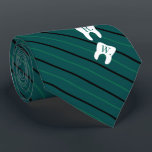 Striped Green Dentistry Initialised Teeth Tie<br><div class="desc">An elegant professional green striped tie featuring two teeth covered in yours or your gift recipient's initials.</div>