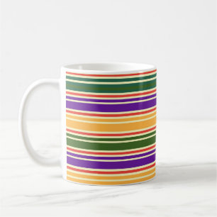 STRIPED GREEN RED PURPLE YELLOW COFFEE MUG
