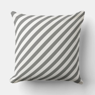 Striped Grey and White Cushion