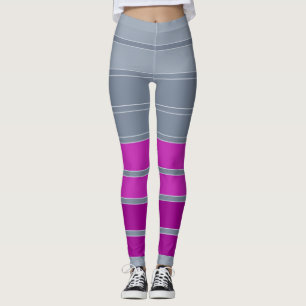 Striped grey purple fashion pattern  leggings