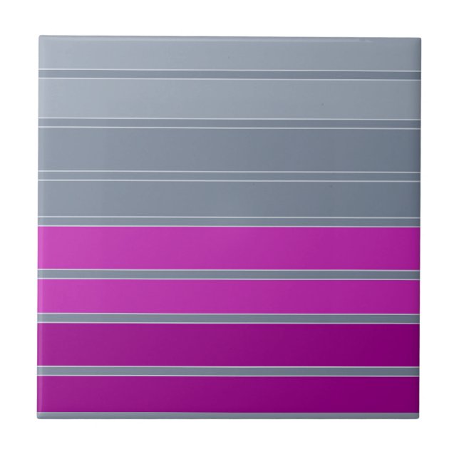 Striped grey purple fashion pattern  tile (Front)