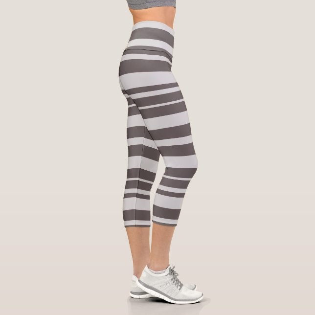 Striped  Grey Summer Women's Clothing  Capri Leggings (Right)