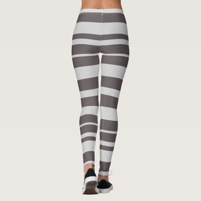Striped  Grey Summer Women's Clothing  Leggings (Back)