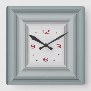 Striped Grey with Red Numerals >Wall Clock