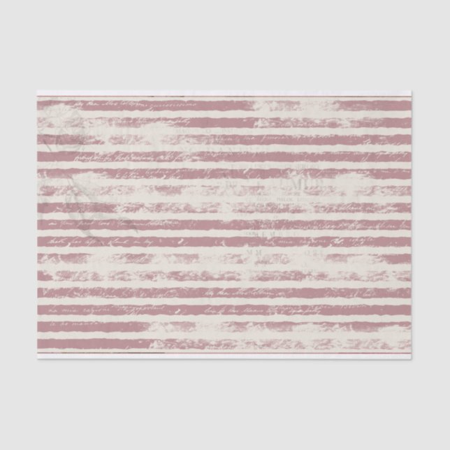 Striped Grunge Pink and Ivory Tissue Paper (Front)