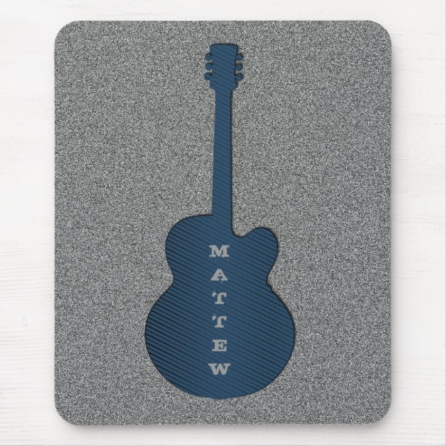 Striped Guitar Mousepad, Blue Mouse Mat (Front)