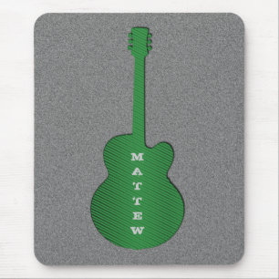 Striped Guitar Mousepad, Green Mouse Mat