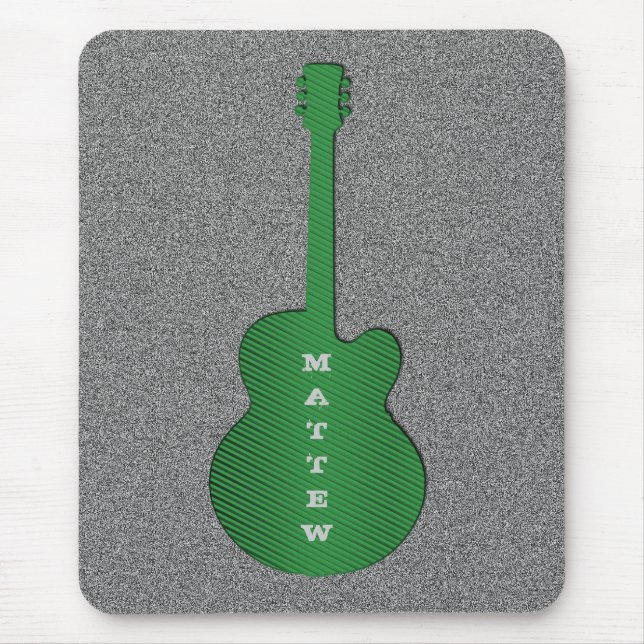 Striped Guitar Mousepad, Green Mouse Mat (Front)