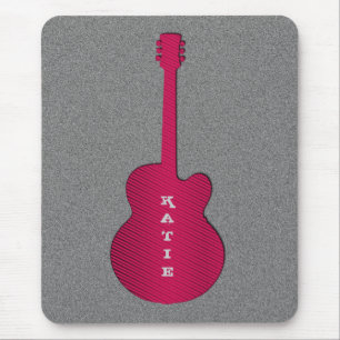 Striped Guitar Mousepad, Hot Pink Mouse Mat