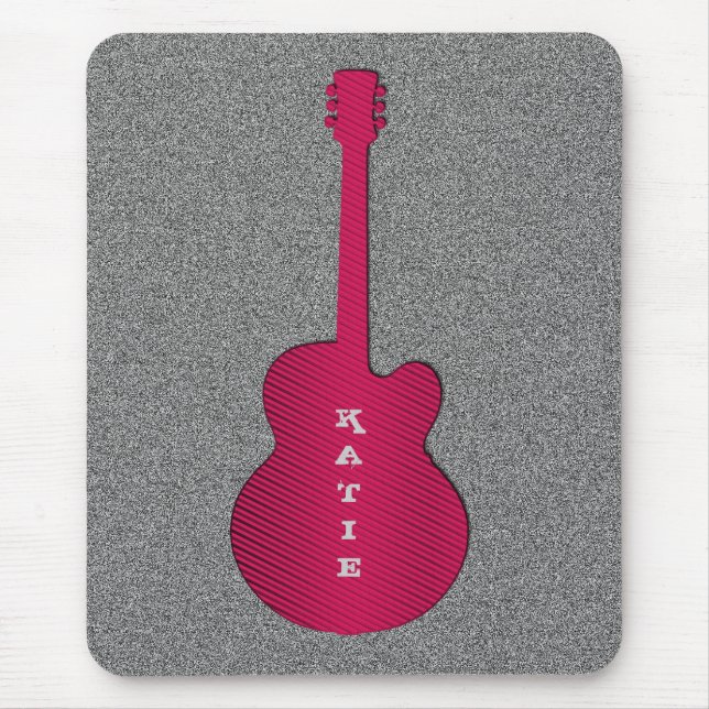 Striped Guitar Mousepad, Hot Pink Mouse Mat (Front)