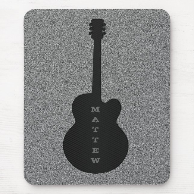 Striped Guitar Mousepad, Jet Black Mouse Mat (Front)