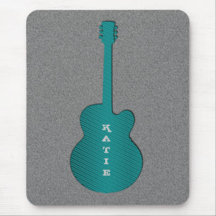 Striped Guitar Mousepad, Turquoise Mouse Mat