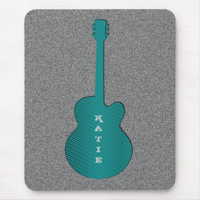 Striped Guitar Mousepad, Turquoise Mouse Mat (Front)