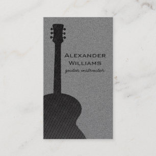 Striped Guitar Music Business Card, Black Card