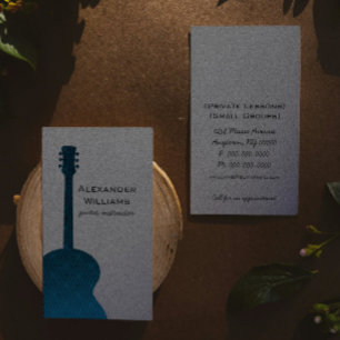 Striped Guitar Music Business Card, Blue Business Card