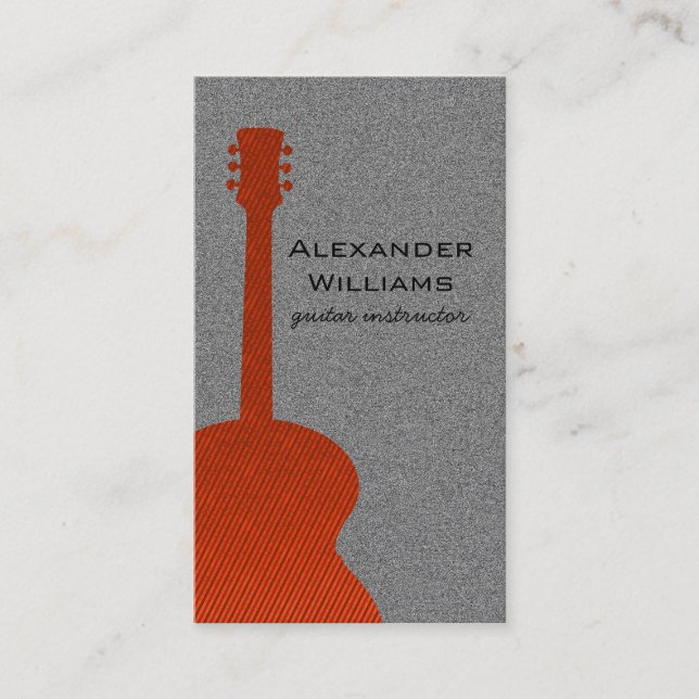 Striped Guitar Music Business Card, Orange Business Card (Front)