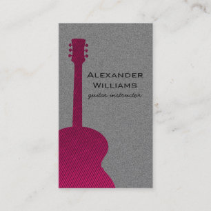 Striped Guitar Music Business Card, Pink Card