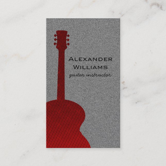 Striped Guitar Music Business Card, Red Business Card (Front)