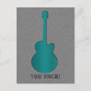 Striped Guitar Postcard, Turquoise Postcard